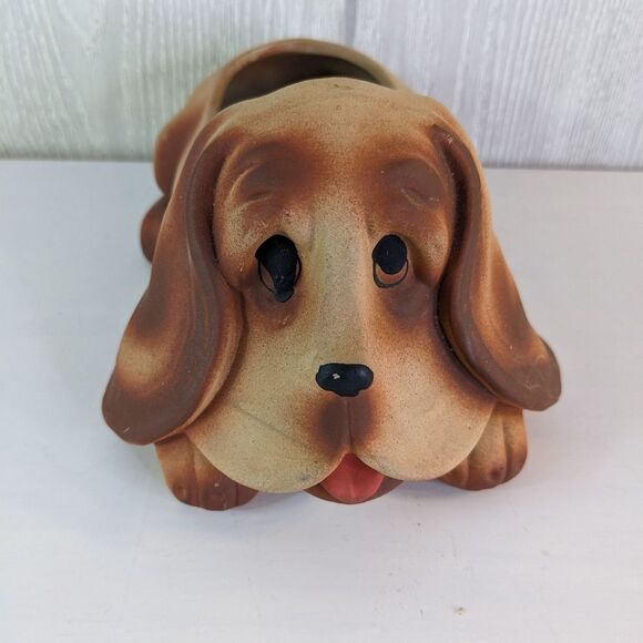 VTG Basset Hound Dog Planter Glazed J.S.N.Y Taiwan  EUC - Picture 2 of 9